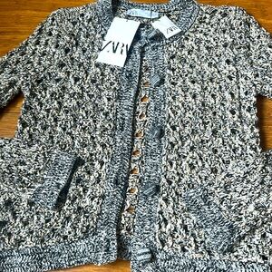 Zara women's Chanel style sparkling Knit Sweater. Size S. Brand new